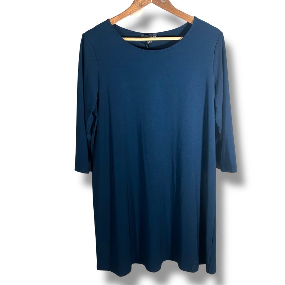 NWT Sun Kim Navy Half Sleeve Swing Style Tunic Top Size Large